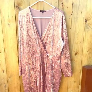 Pink Velvet Asymmetrical Bodycon Dress